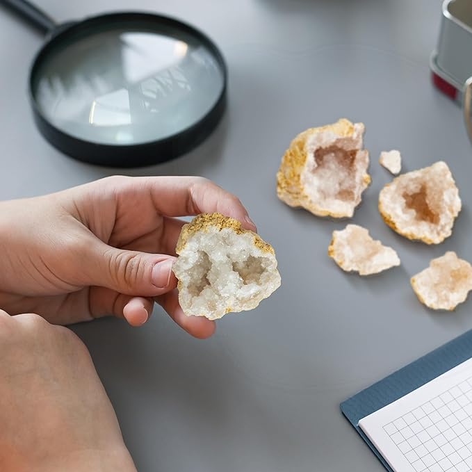 Dan&Darci Break Your Own Geodes - Hollow White Moroccan 1" - 2.5" Large, Medium, Small Geode for Kids - Science Kits for Kid Ages 8-12, 8-10, 12-14 Age - Discovery Toys Gifts