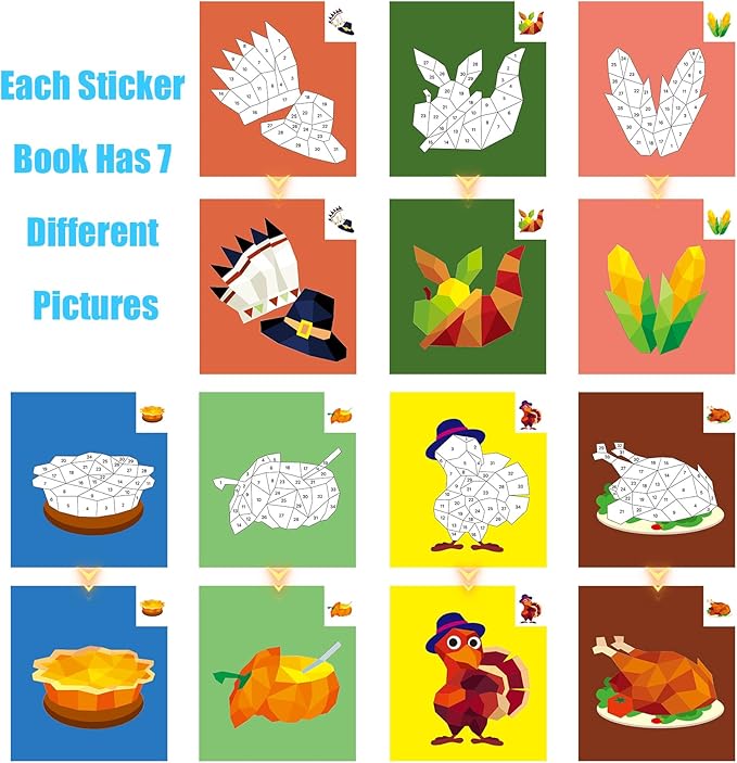 Thanksgiving Stickers for Kids Learning - Sticker Book for Ages 4-8, Boys & Girls Decorations & Party Favors