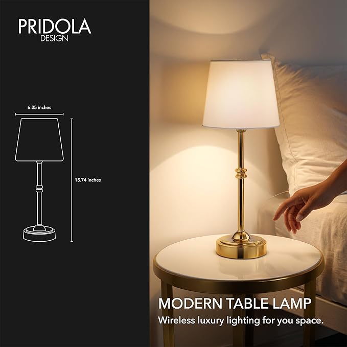 Wireless Table Lamp - Rechargeable LED Desk Lamp with Dimmer, 3 Brightness Levels, Swedish Design for Home, LED Light Bulb Included, for Office, Kitchen or Bedroom (Silver)