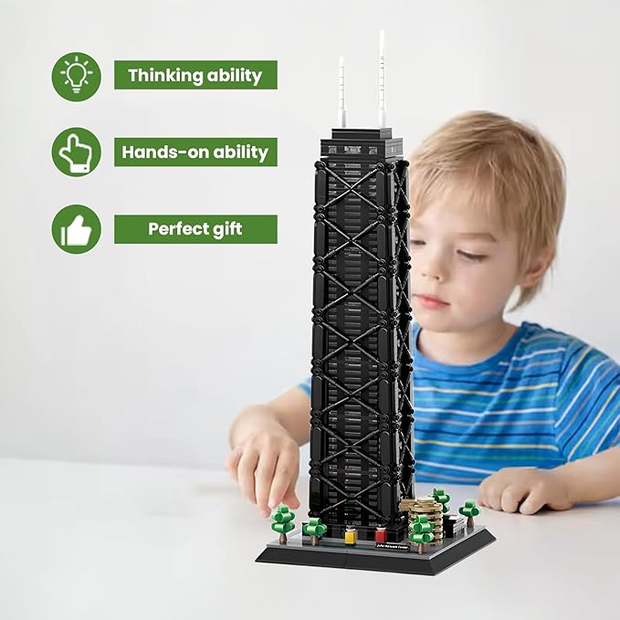 John Hancock Center Chicago Architecture Model Building Blocks Sets The Office Landmarks Skyline Set Toys Collection for Kids Adults 1284Pcs