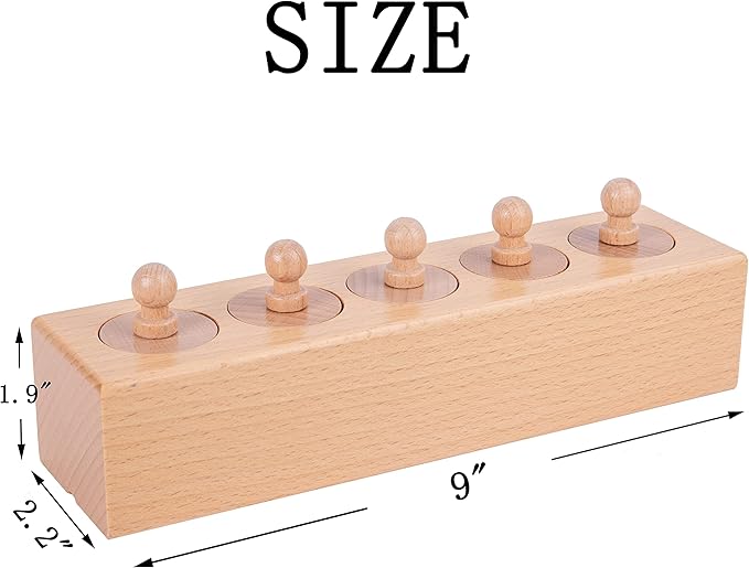Montessori Toys for Babies 6-12 Months Wooden Knob Log Cylinder Blocks Development Sensory Toys for Toddlers Montessori Baby Games Educational Toys(4 Piece Set)