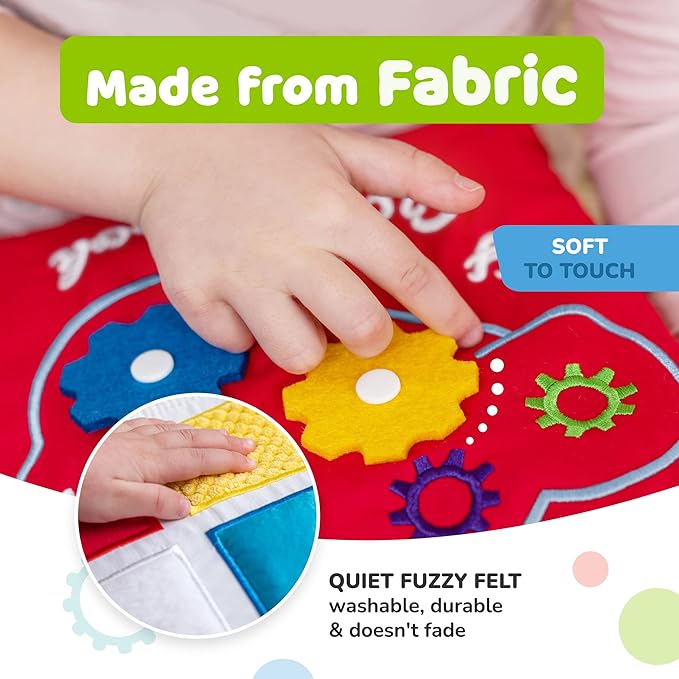 deMoca Busy Book for Toddlers 1-3 - Airplane Toys for Toddlers 1-3, My Quiet Montessori Toys for 1 Year Old with Kids Plane Activities, Activity Busy Board, Gift for Boys & Girls