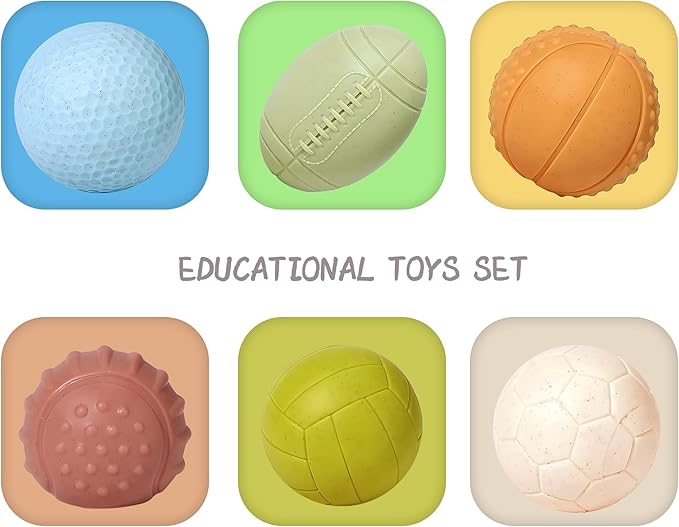 Sensory Balls for Babies,Ball for Toddlers 1-3, Soft & Textured Montessori Baby Toys 6 to 12 Months,Wheat Straw Soft Montessori Toys for Babies