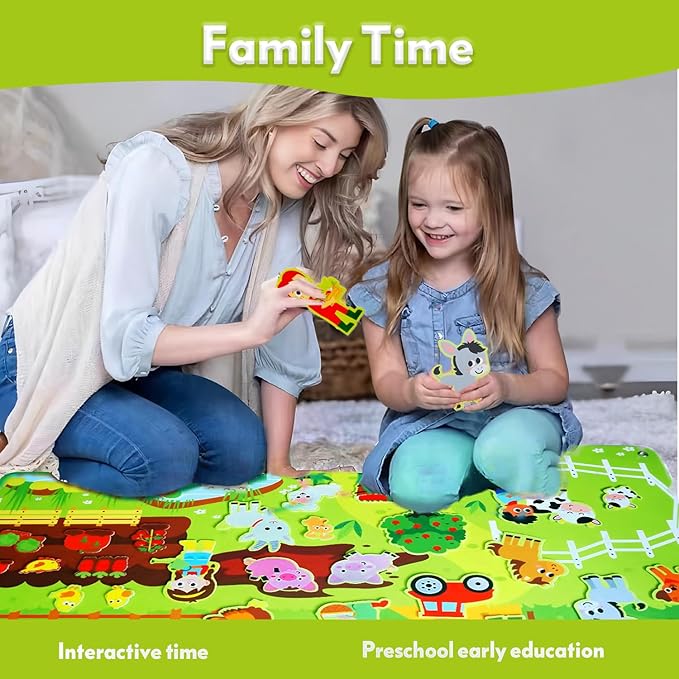 Felt Board for Toddlers Play Farm Animals Story Sets, Large Wall Activity Busy Board for Kids, Montessori Toys, Barnyard Theme Interactive Sensory Toys, Preschool Learning Play Kit, Classroom