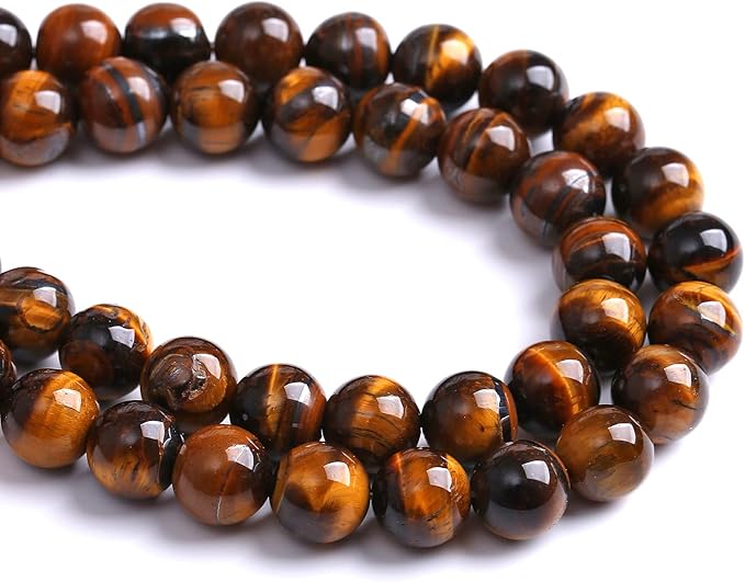 160PCS 4MM Natural Stone Yellow Tiger Eye Stone with Iron Mine Beads for Jewelry Making DIY Bracelet