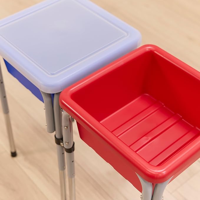 Double Sensory Table with Lids, Adjustable Table, Blue/Red