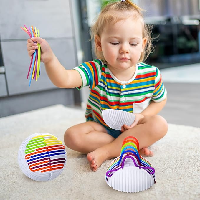 PINU Sensory Fidget Board Ball Toy - Activity Board with 24 Strings - Educational