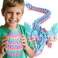 3D Printed Dragon Eggs with Articulated Fly Dragon Inside, Collectible Figurines Fidget Toy for Adults Kids Birthday Easter Christmas White Elephant Gifts for Friends Colleagues(Rainbow, L size)