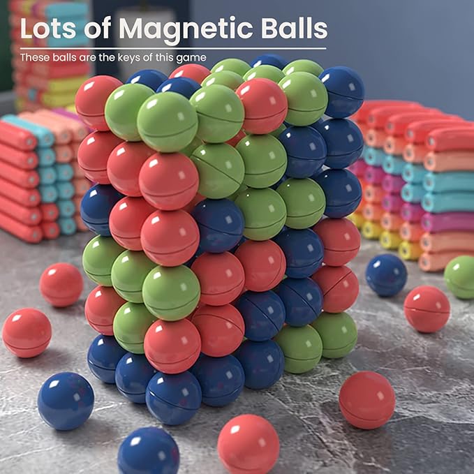 BAKAM Magnetic Building Blocks for Kids Ages 4-8, STEM Construction Toys for Boys and Girls, Large Size Magnetic Sticks and Balls Game Set for Kid’s Early Educational Learning (25PCS)