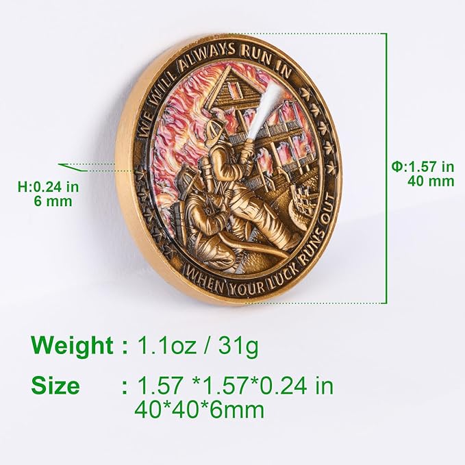 Heroic Firefighter Challenge Coin - Tribute to Bravery and Dedication with Display Box (Single Coin)