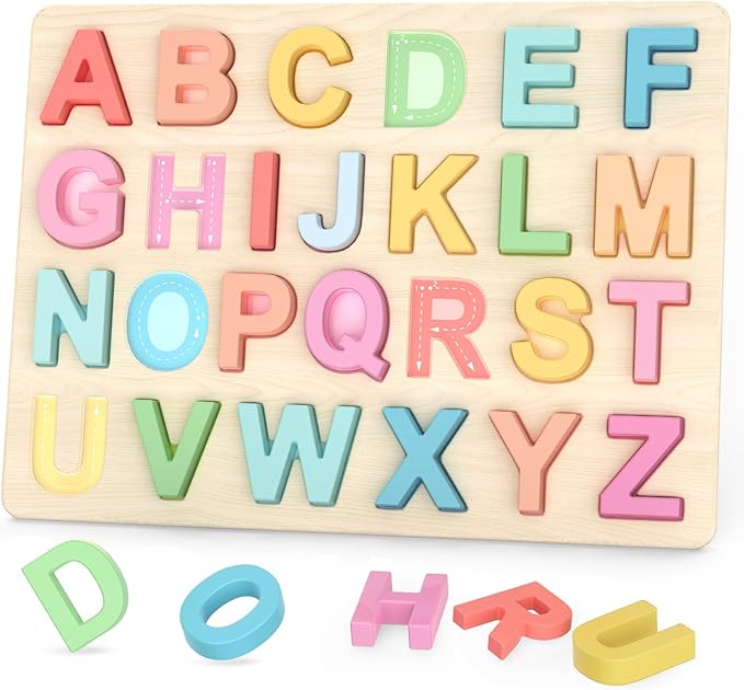 Alphabet Puzzles, ABC Shape Puzzles for Kids, Educational Toys for Toddlers, Preschool Learning Activities, Gift for Girls Boys