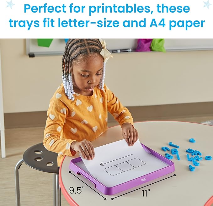 hand2mind Magnetic Dry Erase Activity Trays, Stackable Trays for Classroom, Magnetic Letter Trays, White Boards for Kids, Science of Reading Classroom Materials, Teacher Classroom Supplies