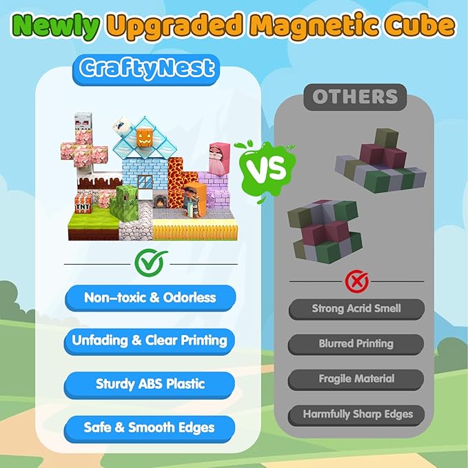 100PCS Magnetic Blocks - Magnet Toys for Kids, Boys and Girls, Magnetic Building Blocks Cubes, Stacking Magnets for Kids, Birthday Gifts for Boys and Girls Age 3+ Years Old