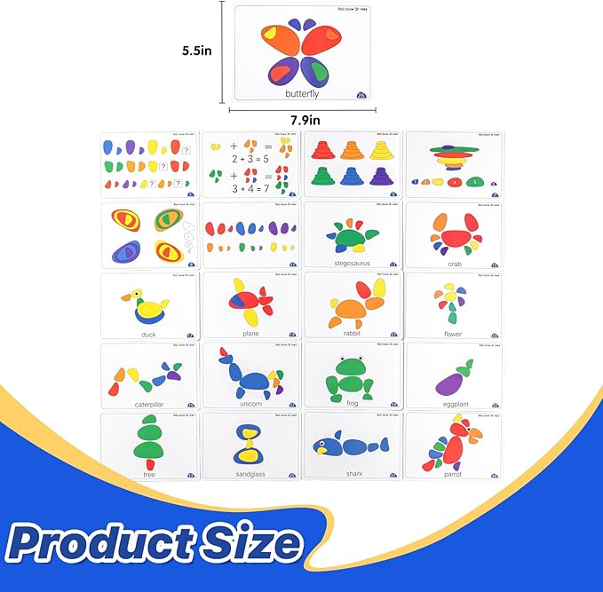 Rainbow Stacking Stones – Set of 36 - Translucent Pebbles, Perfect Light Table Toys for Kids Learning & Fun