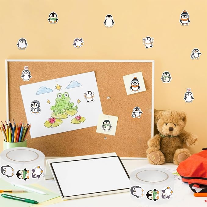 Cute Penguin Stickers, 500Pcs Funny Penguins Animals Decals for Teens, Cartoon Lovely Penguin Vinyl Tags Sticker for DIY Bumper Scrapbooks Envelopes Cards Gift Boxes Party Supply Decoration