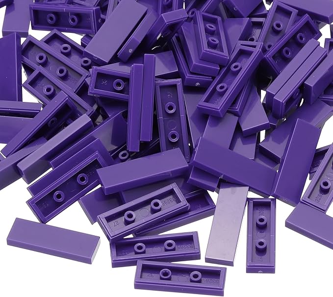 PATIKIL 122 Pcs Flat Blocks Bulk, 1x3 Square Purple Classic Tiles Smooth Surface Mini Building Blocks Accessories Compatible Bricks Kits for Building Floor Walls Mosaic Pixel Arts