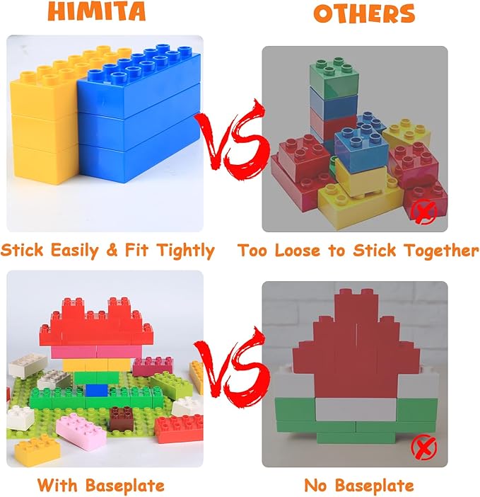 Building Blocks Set for Kids with Baseplate Big Building Bricks 101Pcs Classic Bulk Sensory Toy for Kids Toddlers Boys Girls 15 Random Colors Birthday Gift Compatible with Lego All Major Brand