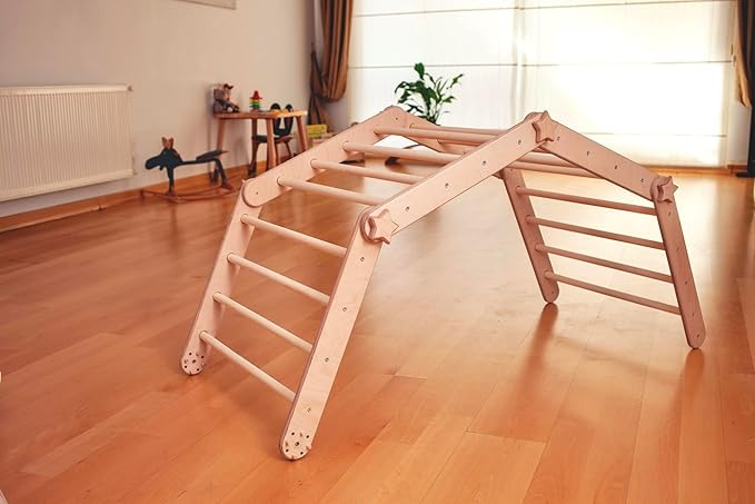 Montessori Activity Cube | Foldable Montessori Climbing Cube | Indoor 9 in 1 Transformable Activity Cube for Toddlers & Kids | Indoor Climbing Activity Wooden Playground (Cube + Rockwall Ramp)