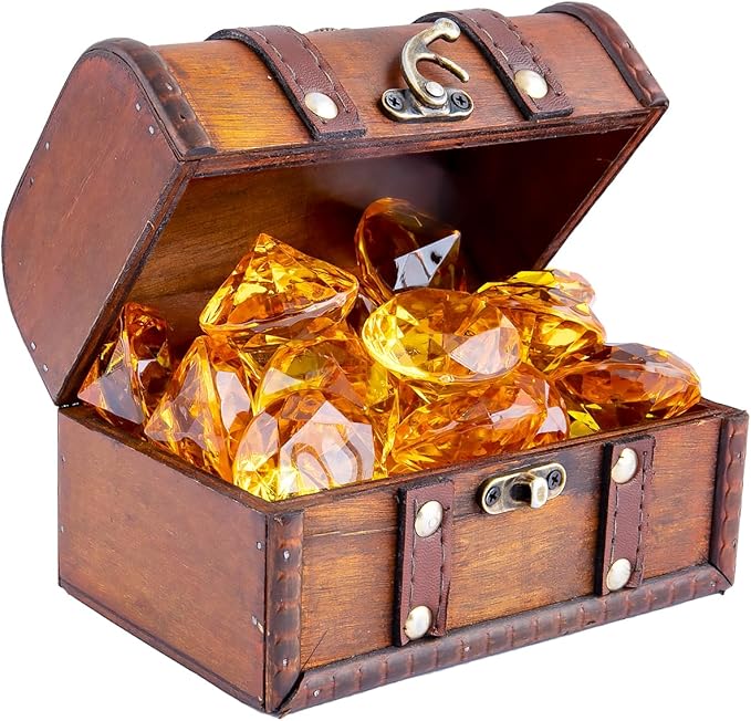 Niceup 26PCS Orange Fake Diamonds Big Gem Toys, 1.5in Pool Diving Gems Acrylic Plastic Gemstones for Kids, Party Décor Jewels Treasure Hunt Hiding Sensory Bin Filler Toys Craft Supplies