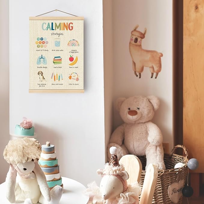 Boat Wades Mental Health Posters for Kids, Calming Strategies Poster Hanger Frame, Inspirational Hanging Wall Banner Decor for Classroom Calm Down Corner School Counselor Office Decor, 12x16 Inch