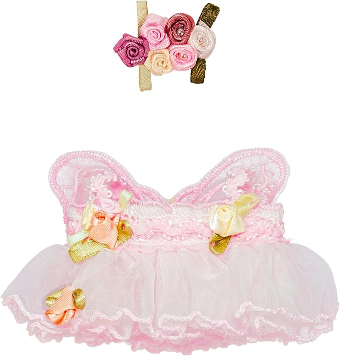 17cm Doll Clothes - Princess Dress with Velvet Hair Bow, Party Outfits for Plush/Blind Box, Luxury Chic Style Set, High-End Fashion Accessories (Wedding Dress)