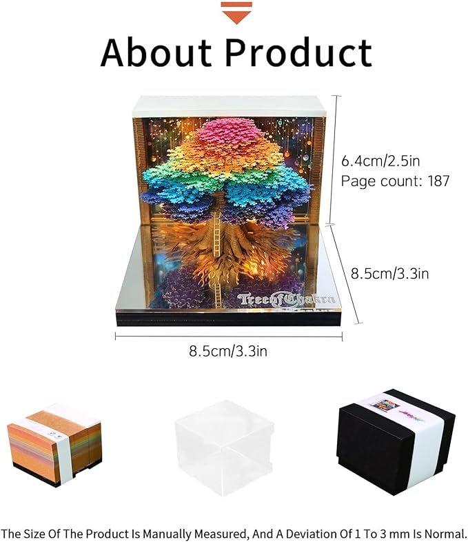 3d Calendar 2026,Hand Tear DIY Art 3d Calendar,Perfect Combination Of Artistic And Practical Design With Lights,Suitable For Note Taking,Decorative Ornaments,Holiday Gifts (colorful)