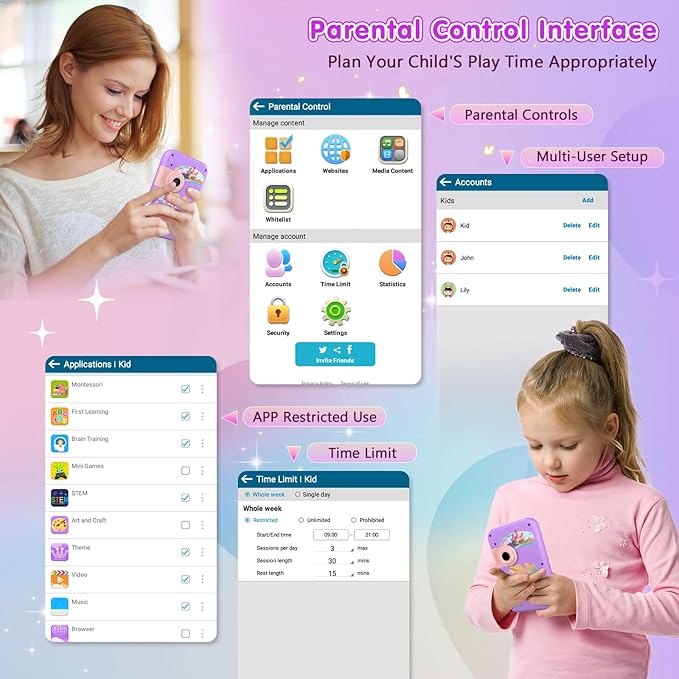 VATOS Kids Smart Phone Toy for Girls Boys 3 4 5 6 7 8 9 Years Old, 4" Large Touchscreen Mermaid Style Kids Cell Phone with Dual Camera, Music Player, Puzzle Game, 8GB Memory Learning Toy Birthday Gift