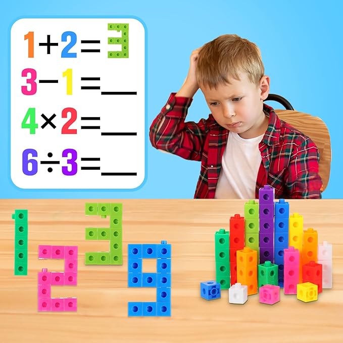 Jenaai 2000 Pieces Linking Cubes for Math Counting Cubes, Colorful Plastic Counting Blocks, Math Manipulatives Classroom Learning Supplies for Preschool Kindergarten Games