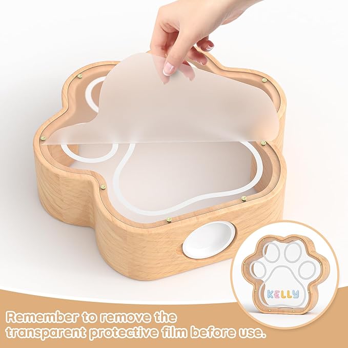 KMC Large Wooden Cat Caw Piggy Bank, Dog Paw Saving Money Box for Boy Clear Piggy Bank for Girl Large Initial Coin Bank Personalized Gift for Birthday and Festival(Natural)