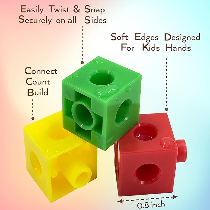 100 Piece Linking Cubes Set, Counting Blocks, STEM, Connecting Blocks, Math Manipulatives, Educational Toys for 5 Year Old