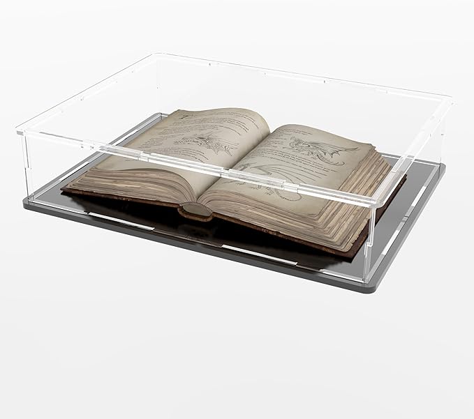 Book Display Case Clear Book Protector Case, Acrylic Display Cover Case for Books, Stamps, Coins, Cards, Photos, Album, Jewellery and Collectibles 13 (L) × 10 (W) × 3 (H) inch
