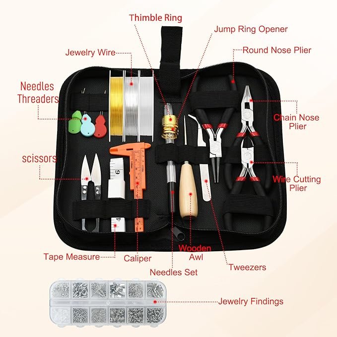 LYFJXX Jewelry Making Supplies Kit with Jewelry Pliers, Jewelry Wires and Jewelry Findings for DIY