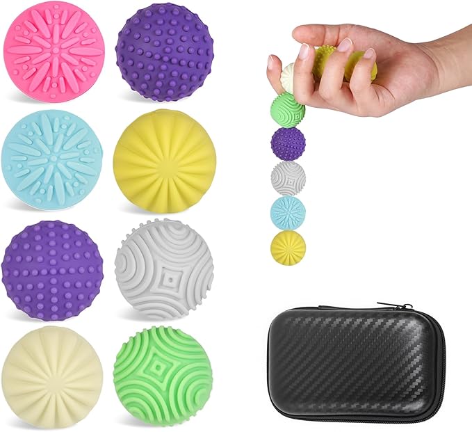 Magnetic Balls Fidget Toys,8Pcs Silicone Magnetic Balls,Magnet Stress Relief Toys,Silicone Desk Fidgets Toys for Office,Sensory Fidget Ball Toy for Adults, Teens with ADHD,Anxiety (Light-Color, 8)