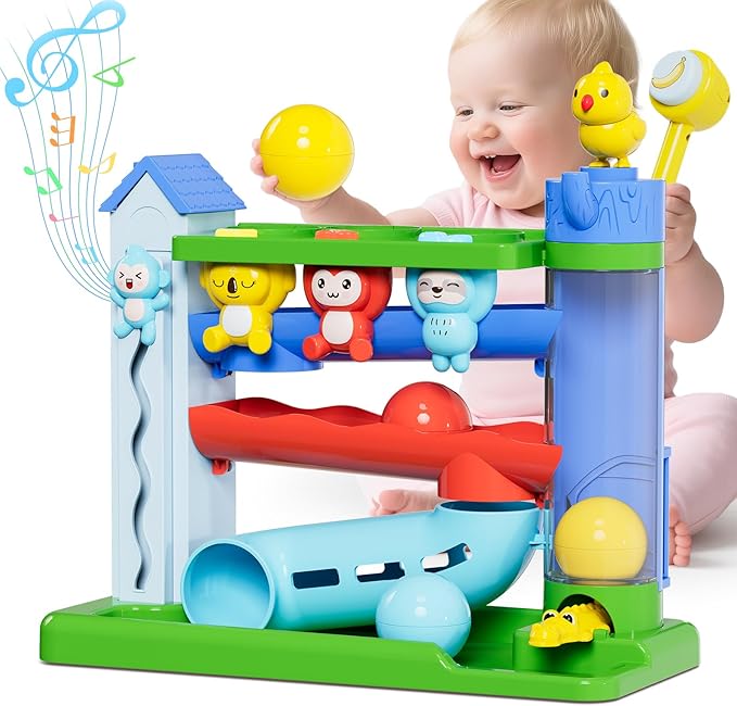 Hammer Montessori Toddler Toys, Interactive Musical Toy for 1-2 Year Old Boys & Girls,STEM Educational Toy with English & Spanish, for Ages 6-9,9-12,12-18,18-24+ Months