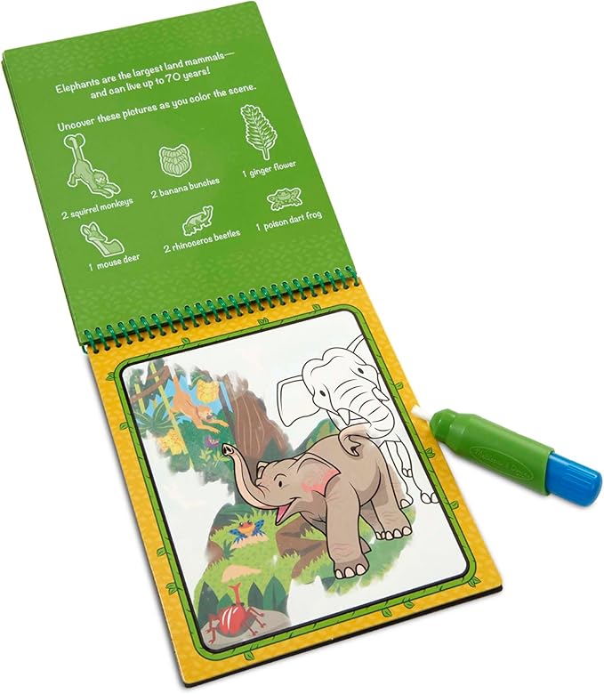 Melissa & Doug On The Go Water Wow! Reusable Water-Reveal Coloring Activity Pad – Jungle
