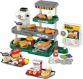 Kids Fast Food Pretend Play Set with Realistic Coffee Maker, Card Reader, Cash Register, Play Food (Burger, Fries, Sandwich), Play Money - Educational Toy Kitchen for Ages 3+