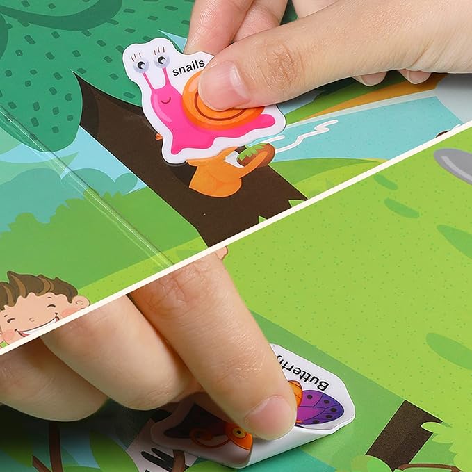 Jelly Reusable Sticker Books for Toddlers 1-3 2-4 Years, Portable Travel Toys Sticker Activity Book for Kids 2 3 4 Year Old Girls Boys (Animals)