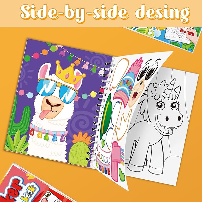Make-a-Face Stickers Coloring Books 3-Pack,Unicorn,Dinosaur,Mermaid On The Go Travel Trip Must Have Toys Activity Pad Airplane Activities for Toddlers Kids Ages 4-8