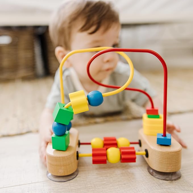 Melissa & Doug First Bead Maze - Wooden Educational Baby Toy with Suction Cups, for Floor, High Chair or Toddler Table, Toddler Toys for Girls & Boys Ages 1+