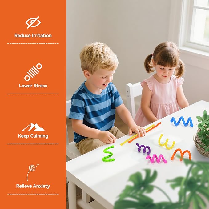 Fidget Toys Sensory Stick: Textured Sensory Toy Suitable for Children and Adults, Relieves Stress and Anxiety, Classroom Travel Essentials, 6PCS， Suitable for Autism and ADHD.