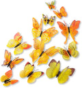 Mixed of 12PCS 3D Pink Butterfly Wall Stickers Decor Art Decorations¡­ (Yellow)