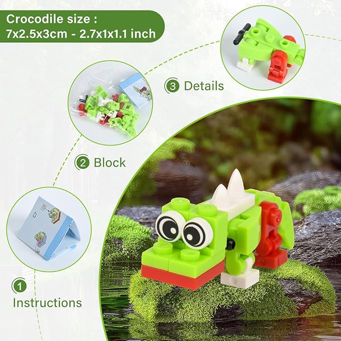 30 Packs Building Blocks Party Favors for Kids, Mini Animals Building Block Sets for Classroom Prizes Birthday Goodie Bag Fillers Valentines Easter Gifts for Kids Boys Girls 4+ Year
