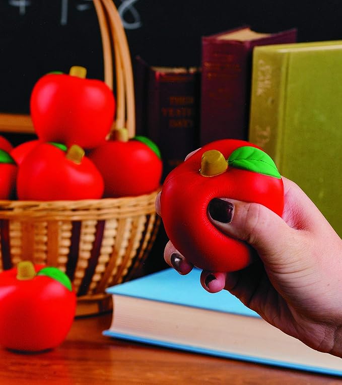 Fun Express Apple Shaped Squishy Stress Balls 12 Pack - Premium Fidget Toys for Adults & Kids | Party Favors, Classroom Prizes & Goodie Bag Stuffers | Sensory Squeeze Toys for Stress Relief