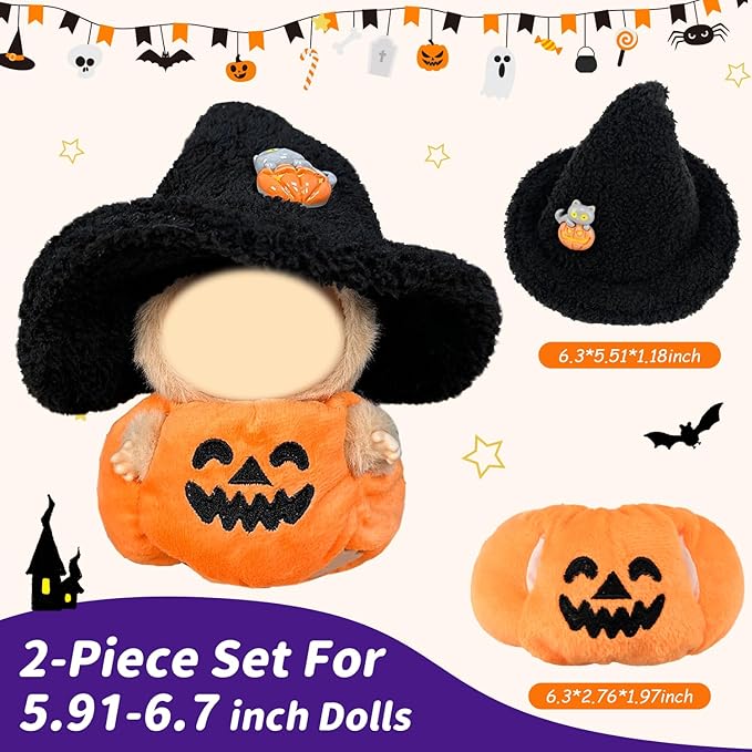 Doll Clothes 17cm/15cm Outfit Set Party Clothes High-End Fashion Outfits Suitable Accessories Christmas Cloak Halloween Premium Clothing 5.91-6.7 inch (No Doll) (01, CUTE02)