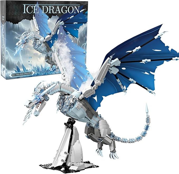 Ideas Ice Dragon Building Set，Compatible with Mainstream Brands Adults Collectible MOC Dragon Model STEM Toy for GOT Fans Home Decor,Creative Gift for Kids Boys & Girls 8-16 (1019 PCS)