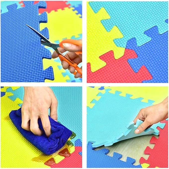 Kangler Kids Puzzle Play Mats, 20pcs Extra Large Colorful Foam Flooring Tiles, Interlocking Floor Mats with Borders for Children Infant Baby Crawling, Exercise, Playroom, Play Area, Baby Nursery