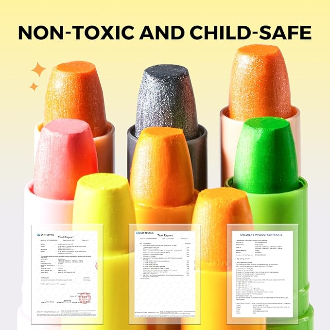 Jar Melo Glitter Crayons for Toddlers 1-3, Non-Toxic Washable Crayons for Kids, Ultra-Silky and Twist, Ideal Coloring Gift for Boys and Girls, 12 Colors