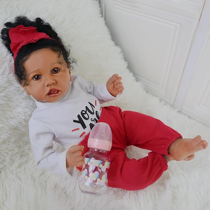 Realistic Reborn Baby Doll Black Girl – 20 Inch Lifelike Real Life African American Newborn Doll with Soft Body Gift Set for Kids Age 3+