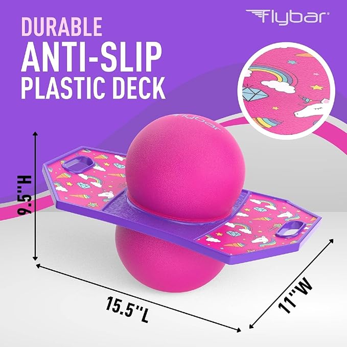 Flybar Pogo Trick Ball for Kids – Balance Bounce Board with Anti-Slip Deck – Pump Included - Indoor & Outdoor Toys for Boys and Girls Fun Way to Reduce Screen Time Supports up to 160 lbs – Ages 6+