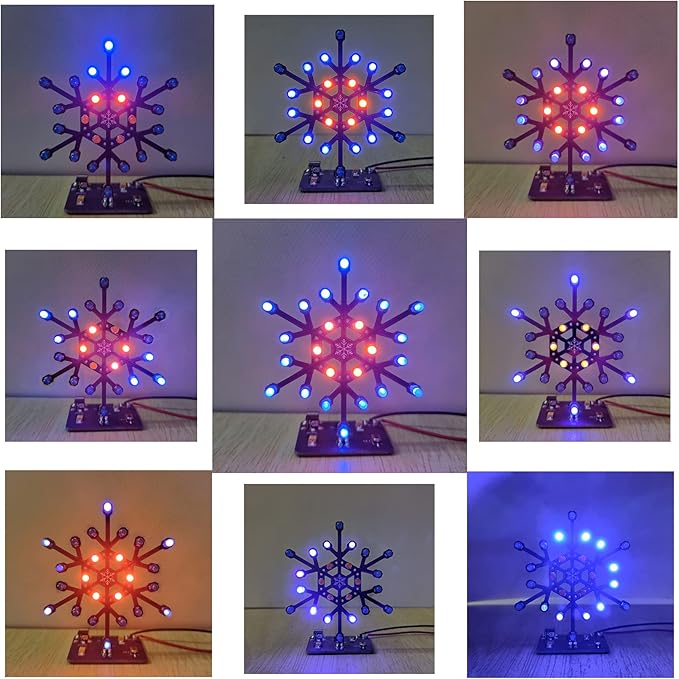 Soldering Practice Kit Snowflake Shaped LED Project Kit for School and Home Teaching Learning Electronic, Ideal Gift for Family and Friends